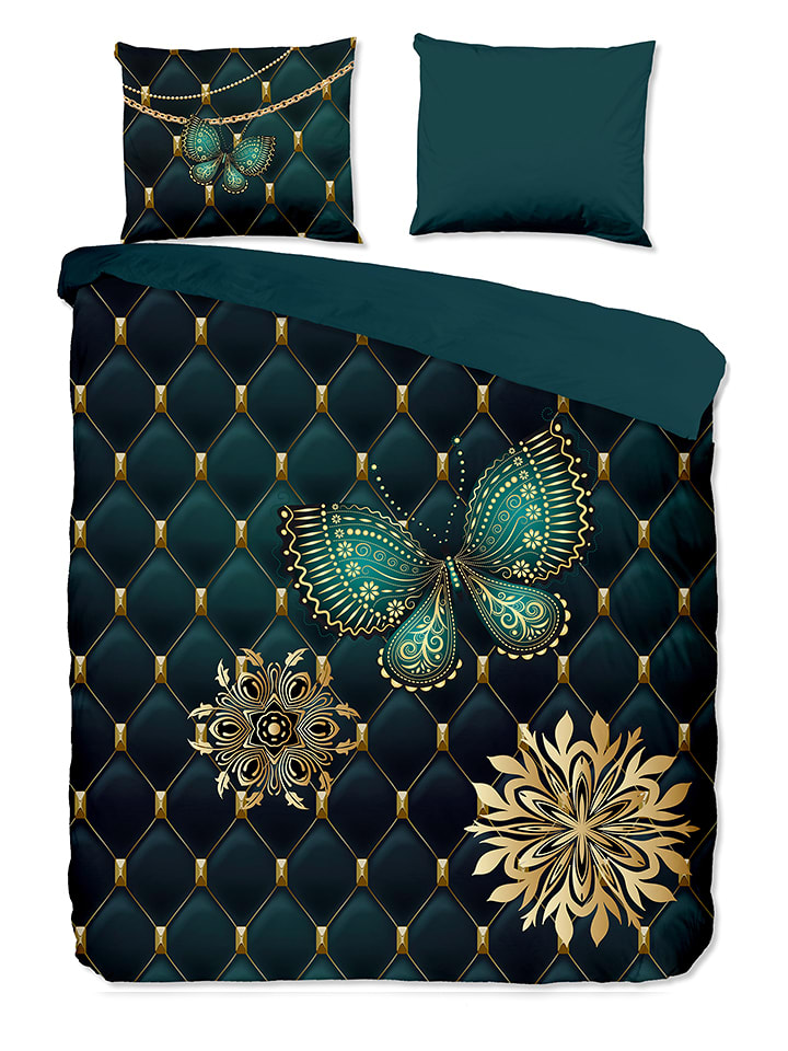 Pure Komplet pościeli "Lavanya" w kolorze morskim z mikrofibry rozmiar: 240x220 cm