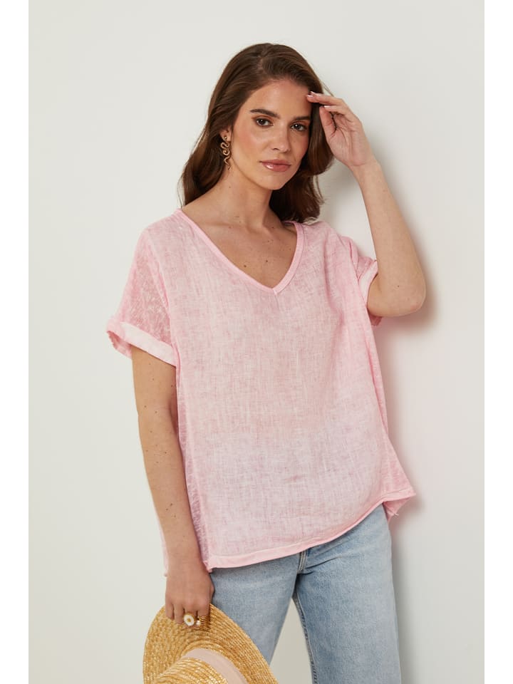 Rodier Lin Lniana koszulka w kolorze jasnoróżowym rozmiar: XL/XXL