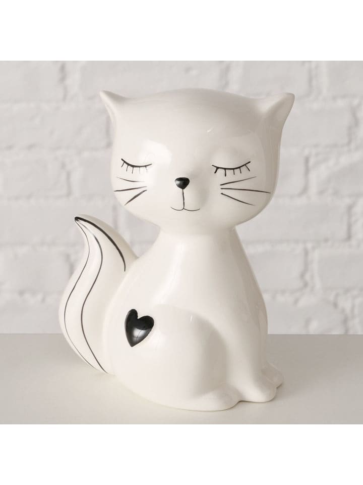 Boltze Figurka dekoracyjna "Catinka" w kolorze biało-czarnym - wys. 17 cm rozmiar: onesize