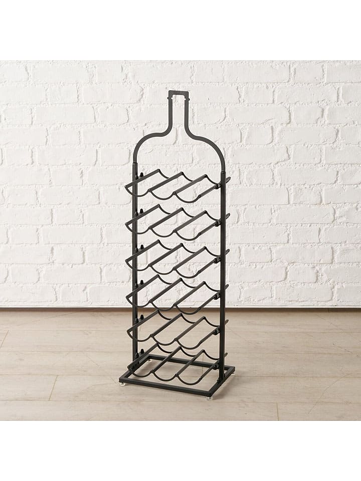 Boltze Stojak "Botella" w kolorze czarnym na butelki wina - 22 x 19 cm rozmiar: onesize