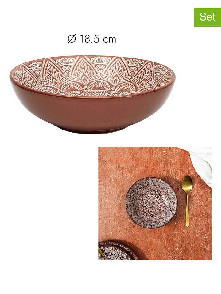 Ethnical Life Talerze głębokie (6 szt.) "Sahara" w kolorze pomarańczowym - Ø 18,5 cm rozmiar: onesize