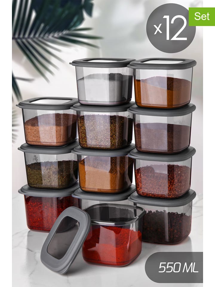 Violeta Home Pojemniki (12 szt.) w kolorze szarym - 0,55 l rozmiar: onesize