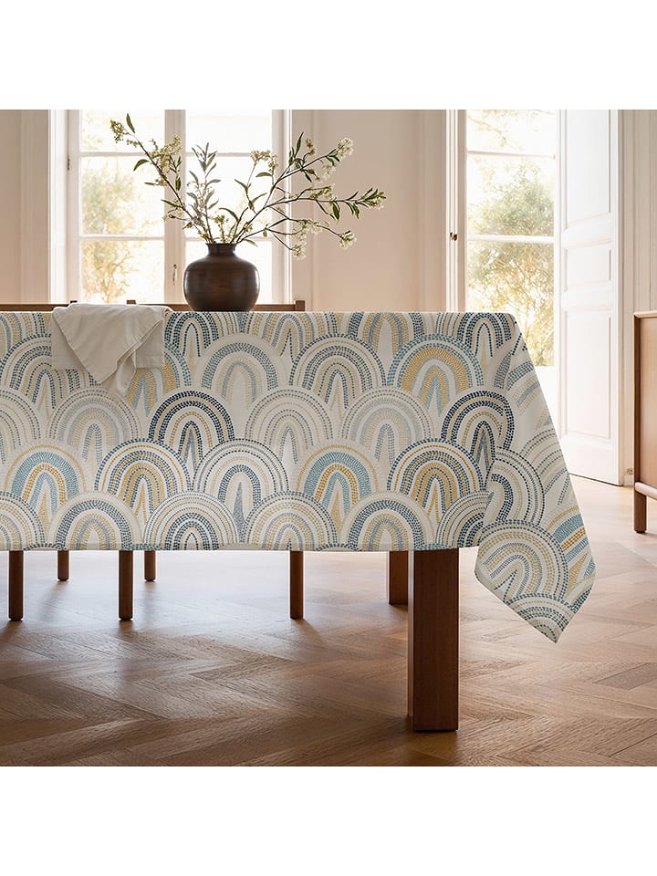 Mint Rugs Obrus "Nordic Margot" w kolorze beżowo-niebiesko-białym rozmiar: 155x100 cm