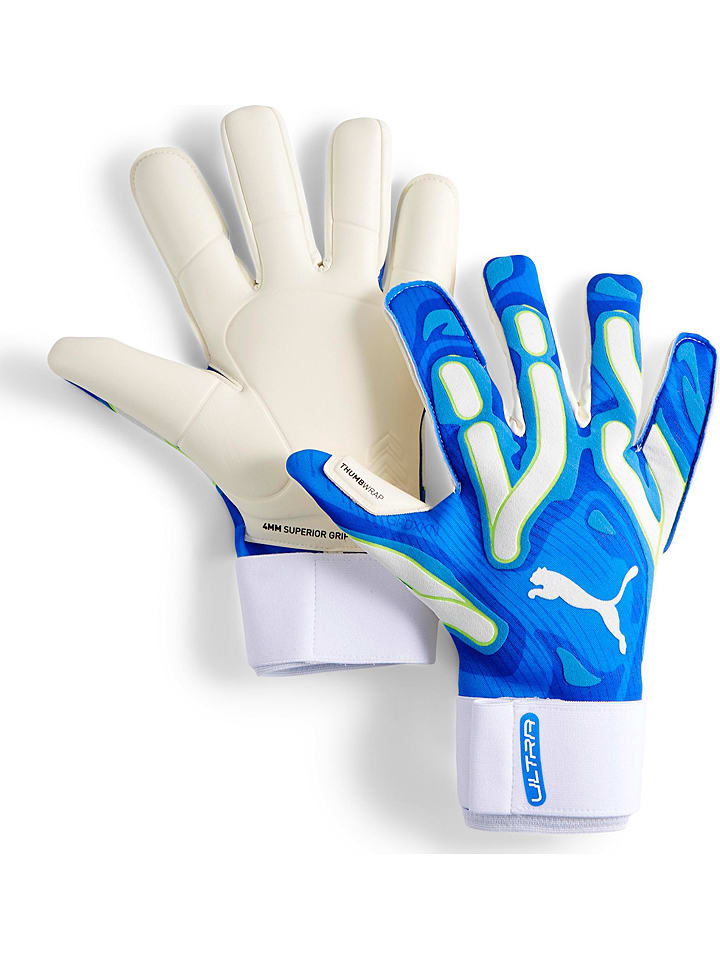 Puma Rękawice bramkarskie "Ultra Ultimate Hybrid" w kolorze biało-niebieskim rozmiar: 29