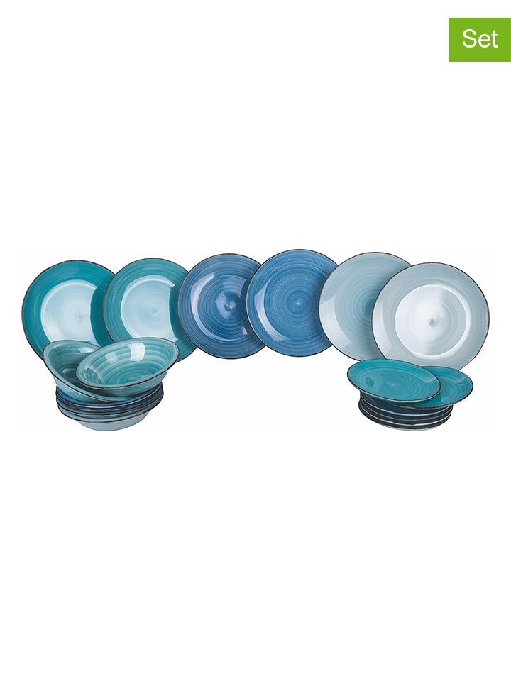 Villa d´Este 18-częściowy zestaw talerzy "Ocean" w kolorze niebiesko-turkusowym rozmiar: onesize