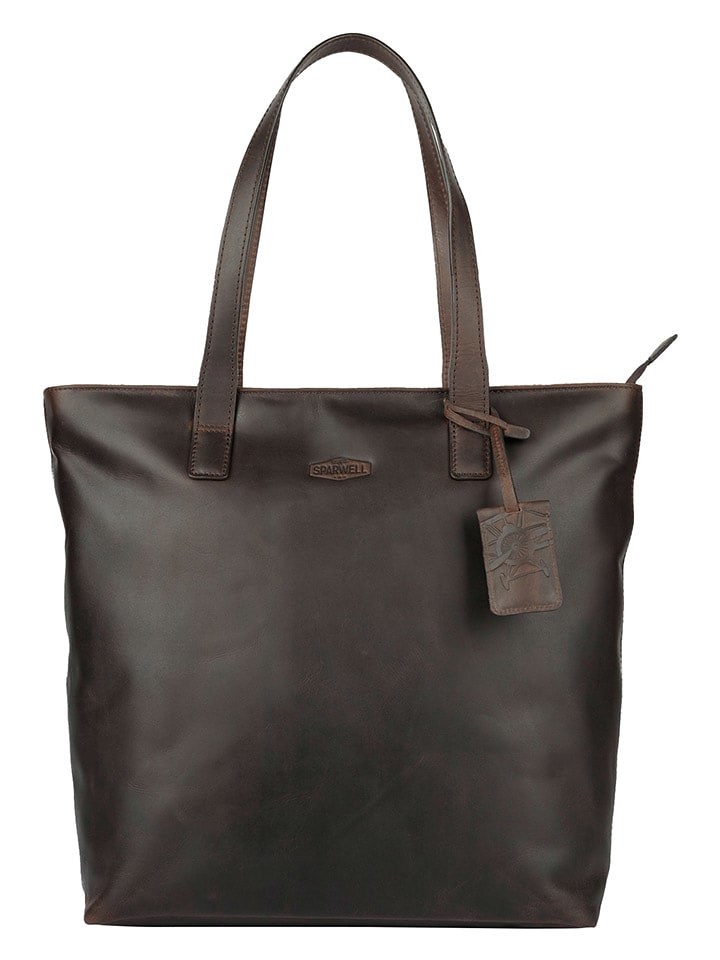SPARWELL Skórzany shopper bag "Kylie" w kolorze brązowym - 41 x 34 x 12 cm rozmiar: onesize