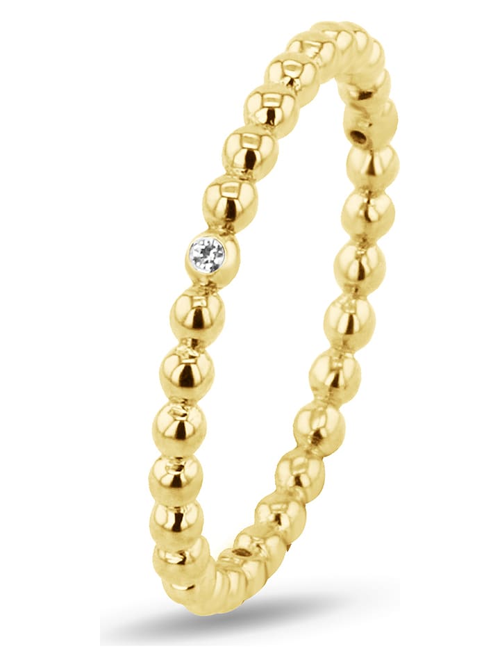 DI GIORGIO Pozłacany pierścionek z cyrkoniami rozmiar: 60