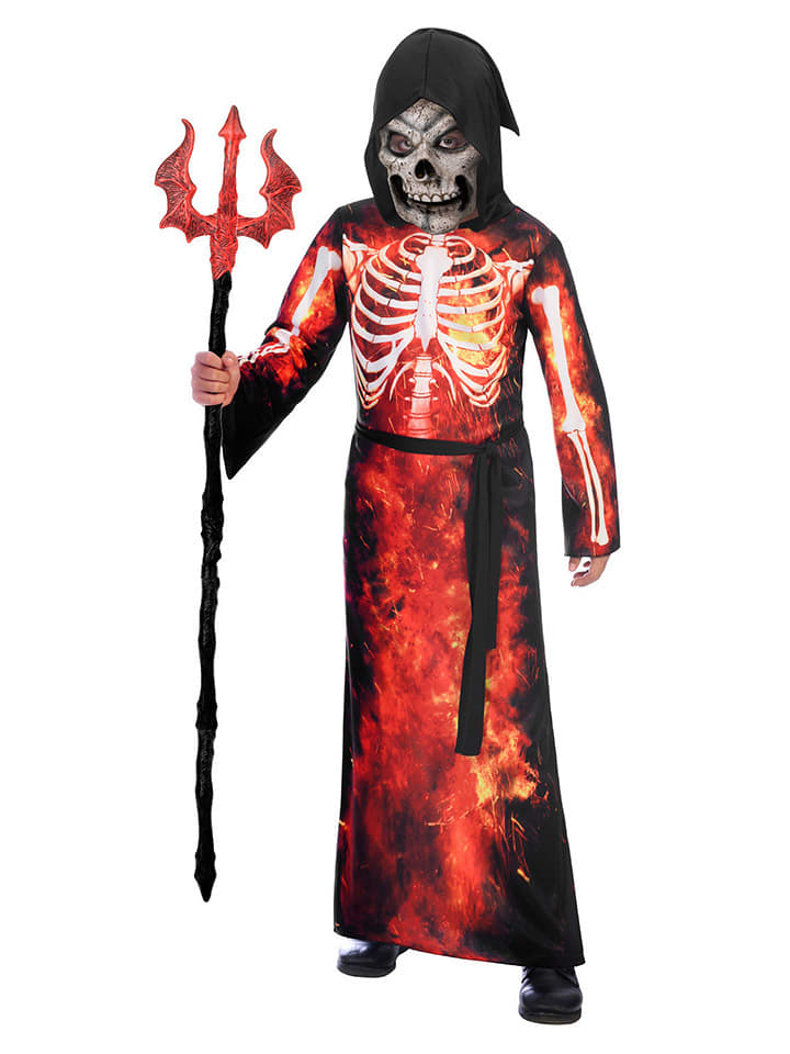 amscan 2-częściowy kostium "Fire Reaper" w kolorze czerwono-czarnym rozmiar: 128-140