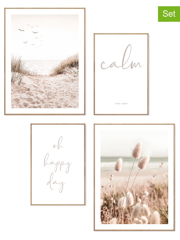 Orangewallz Druki artystyczne (4 szt.) "Beach Relax" w ramce rozmiar: 30x40 cmn
