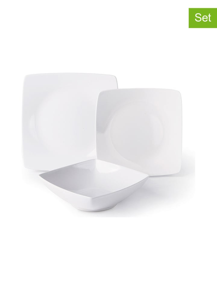 Trendy Kitchen by EXCÉLSA 18-częściowy zestaw talerzy "Qadro" w kolorze białym rozmiar: onesize
