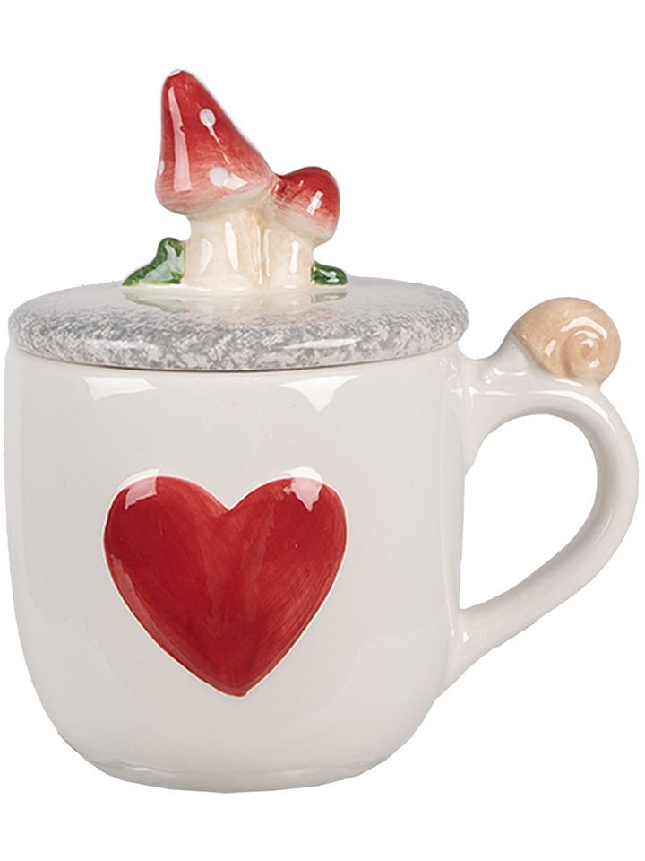 Clayre & Eef Kubek w kolorze biało-czerwonym - 400 ml rozmiar: onesize