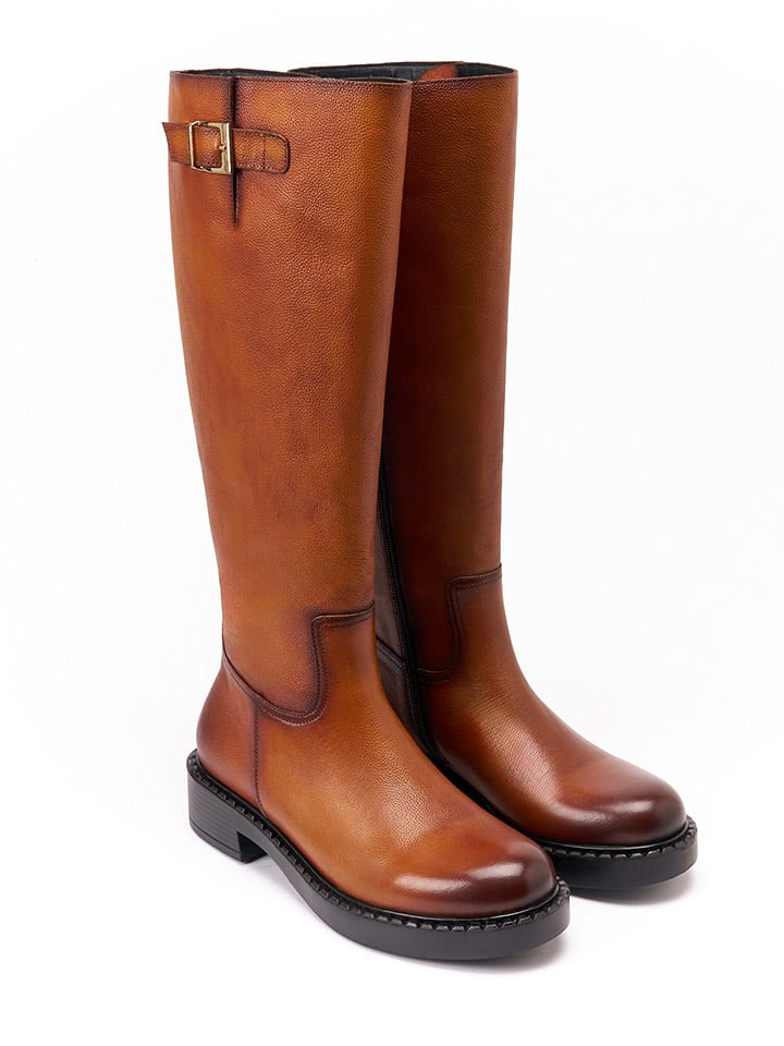 British Passport Skórzane kozaki w kolorze jasnobrązowym rozmiar: 41