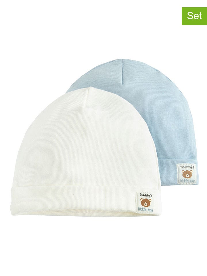 COOL CLUB Czapki (2 szt.) w kolorze białym i błękitnym rozmiar: 44-46 cm