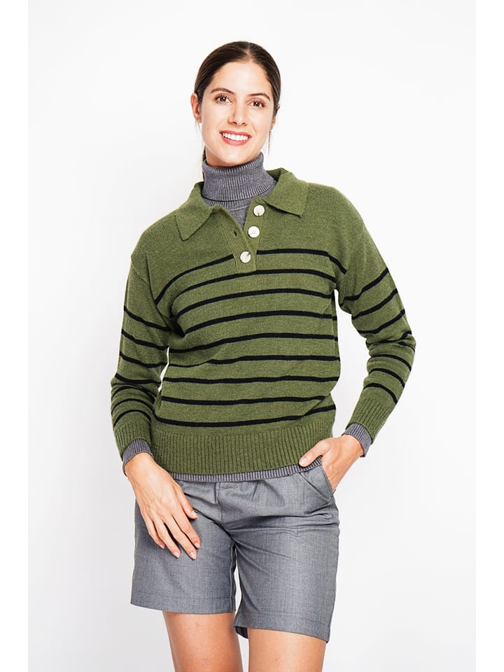 ASSUILI Sweter w kolorze zielono-czarnym rozmiar: 36