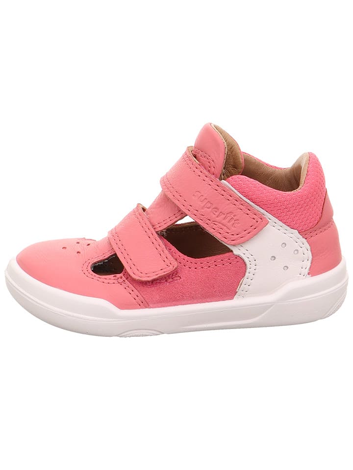 superfit Skórzane półsandały w kolorze różowo-białym do chodzenia na boso rozmiar: 26