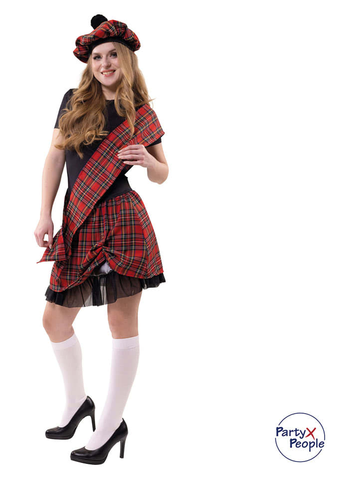 Party x People 3-częściowy kostium "Scottish Erin" w kolorze czerwonym rozmiar: onesize