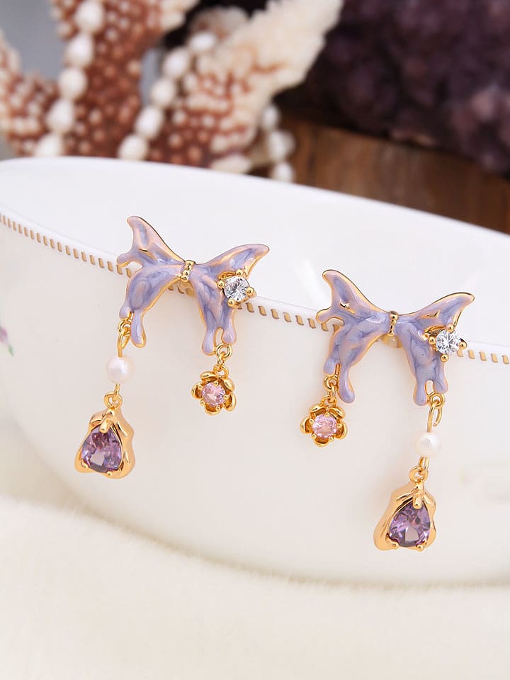 Pierres de Jade Pozłacane kolczyki-wkrętki z perłami i cyrkoniami rozmiar: onesize