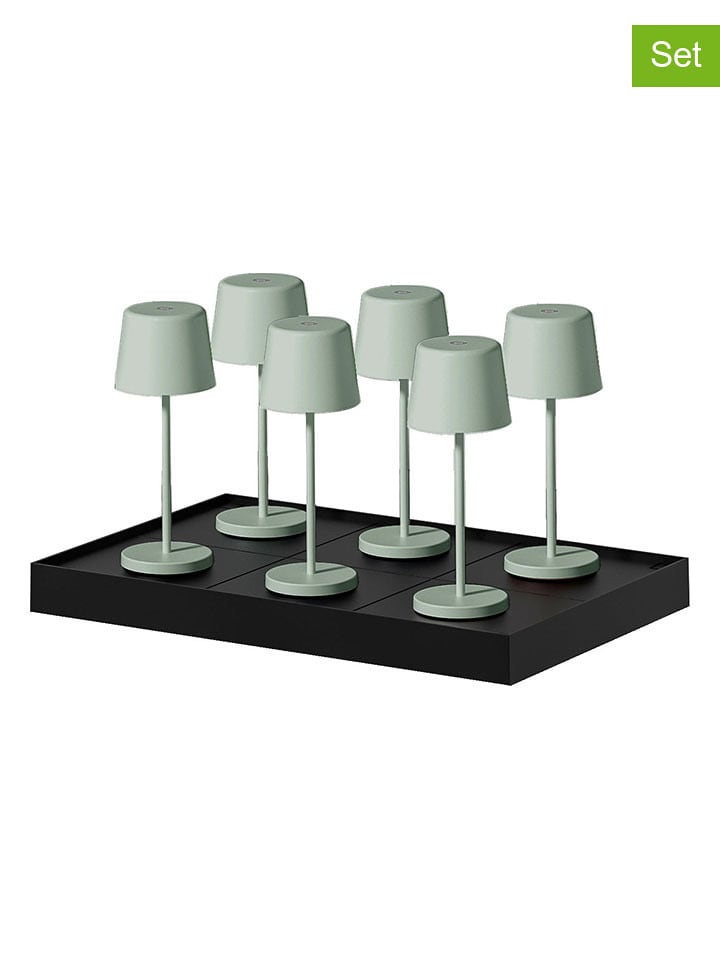 lumisky Lampy stołowe LED (6 szt.) "Kelly Mini" w kolorze khaki - wys. 22 x Ø 8,2 cm rozmiar: onesize