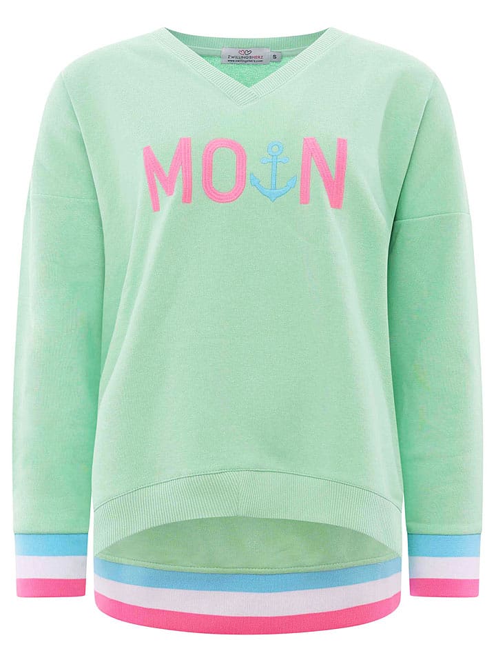 Zwillingsherz Bluza "MoinZH" w kolorze różowo-miętowym rozmiar: XXL