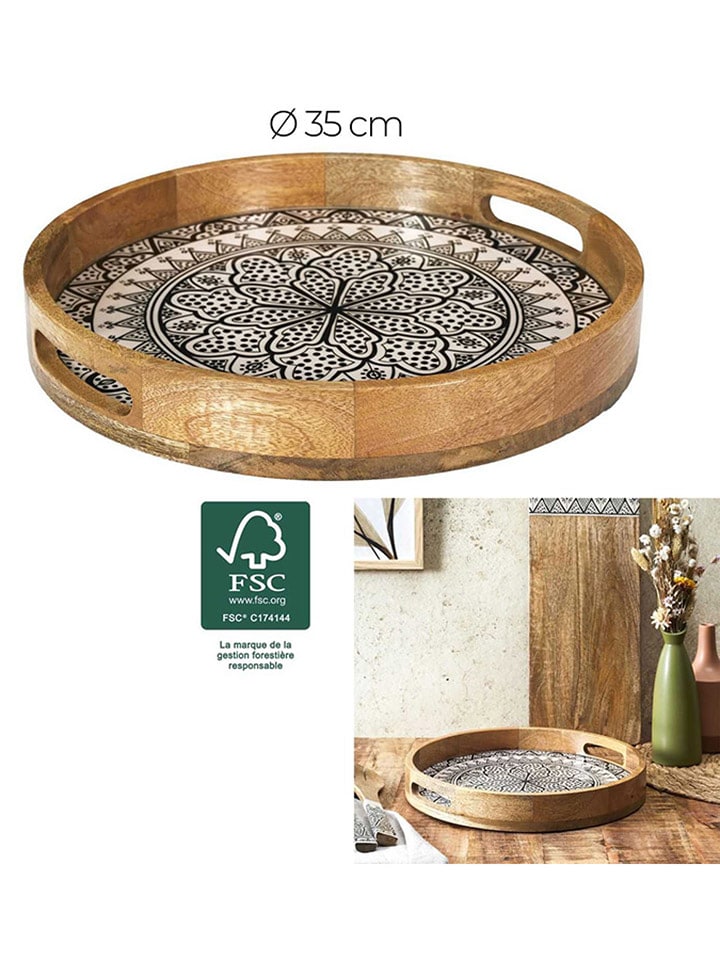 Ethnical Life Taca w kolorze brązowo-beżowo-czarnym - Ø 35 cm rozmiar: onesize