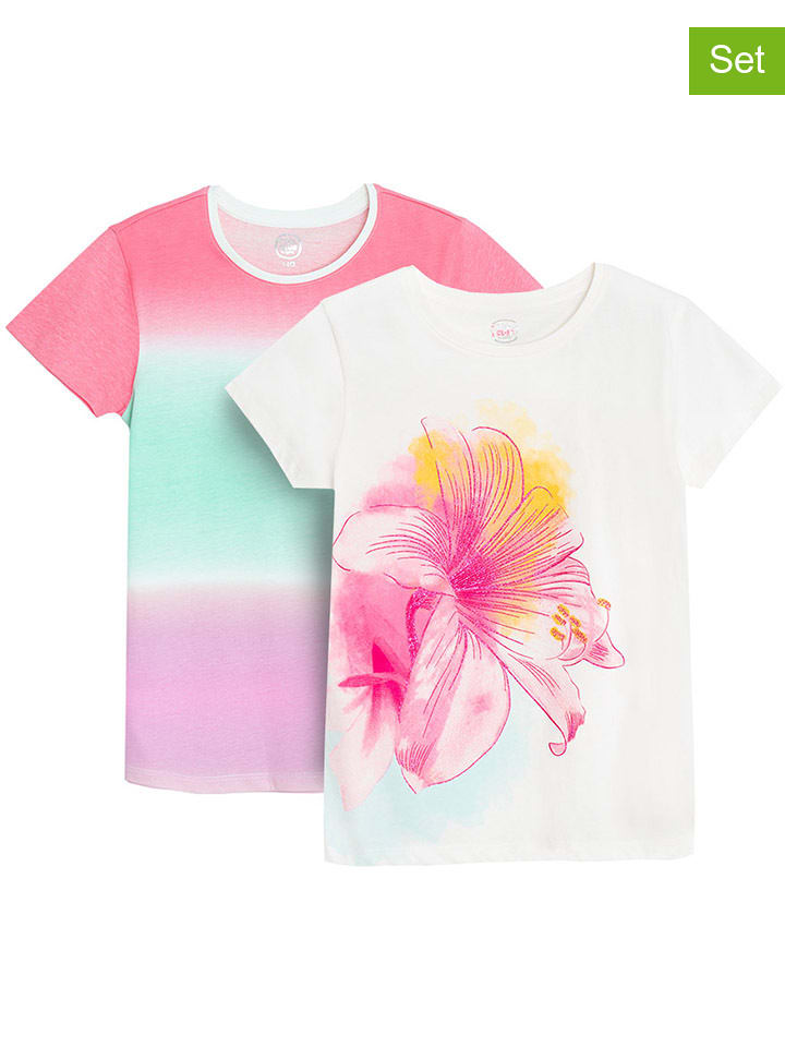 COOL CLUB Koszulki (2 szt.) w kolorze biało-różowym ze wzorem rozmiar: 170