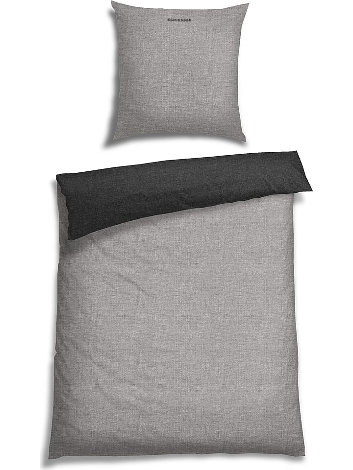 Schiesser Komplet pościeli renforcé w kolorze szaro-czarnym rozmiar: 155x220 cm
