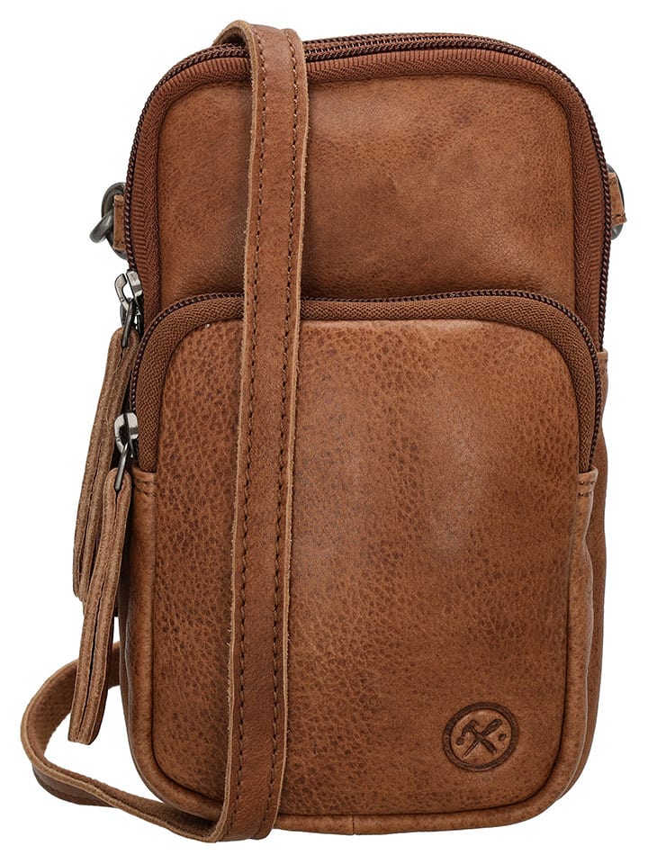 HIDE & STITCHES Skórzana torebka w kolorze jasnobrązowym na telefon - 10 x 17 x 4 cm rozmiar: onesize