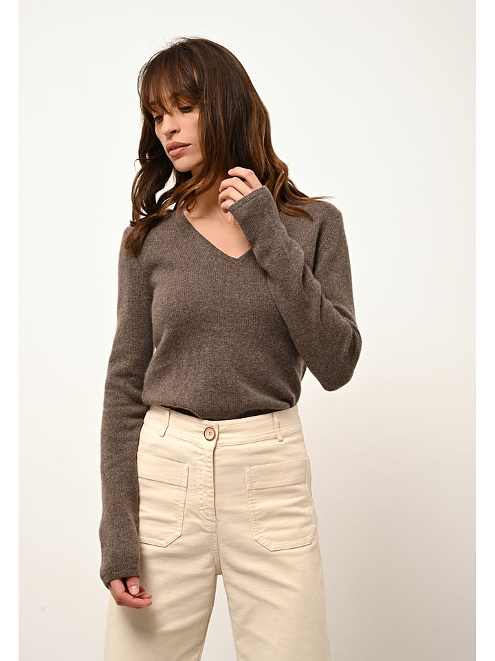 Just Cashmere Kaszmirowy sweter "Abby" w kolorze brązowym rozmiar: S