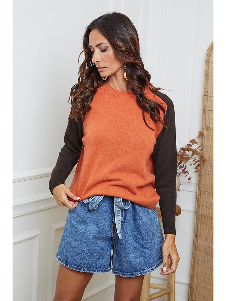 So Cachemire Sweter "Kaleis" w kolorze pomarańczowo-brązowym rozmiar: M