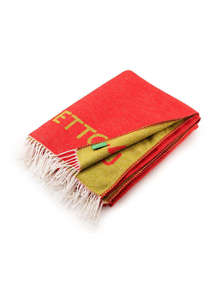 Benetton Pled w kolorze czerwono-zielonym rozmiar: 140x190 cm