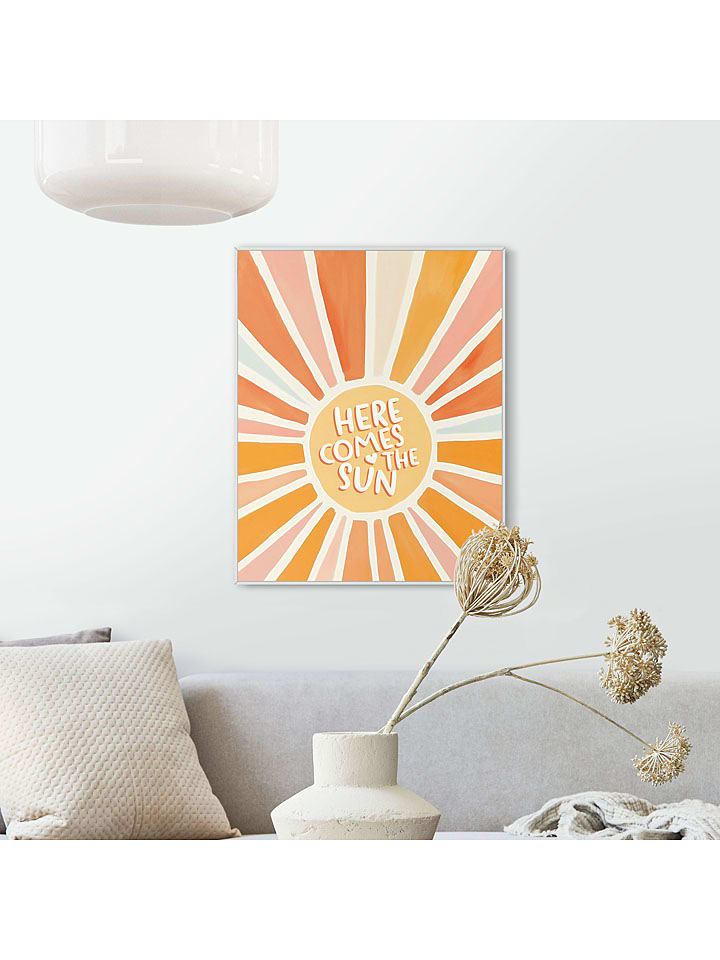 Orangewallz Druk artystyczny "Here Comes the Sun" w ramce rozmiar: 40x50 cm
