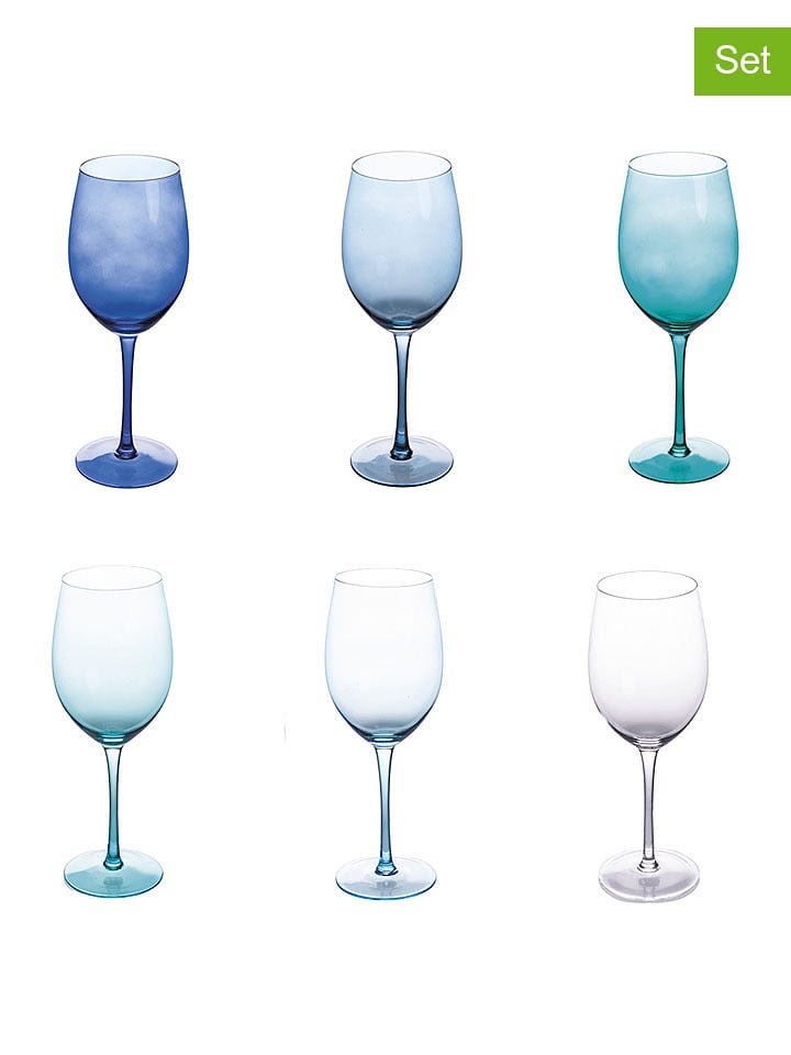 Villa d´Este Kieliszki (6 szt.) "Happy Hour" w kolorze niebiesko-turkusowym - 550 ml rozmiar: onesize