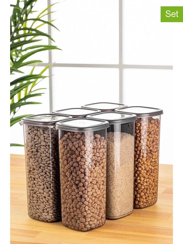 Violeta Home Pojemniki (6 szt.) w kolorze antracytowym - 1,75 l rozmiar: onesize