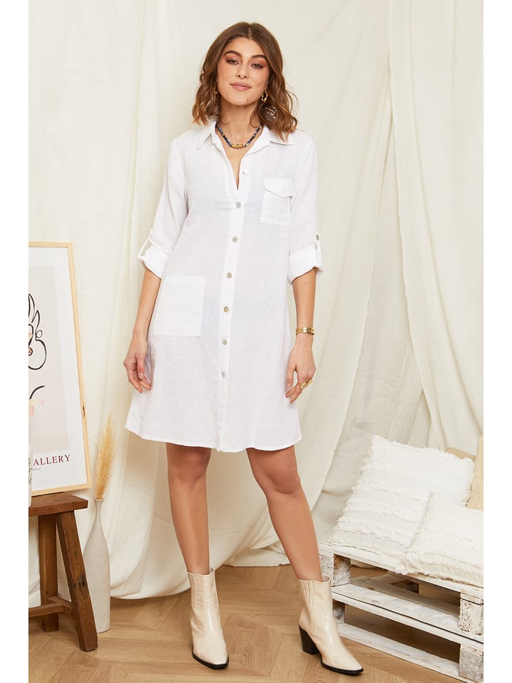 Rodier Lin Lniana sukienka w kolorze białym rozmiar: XL/XXL