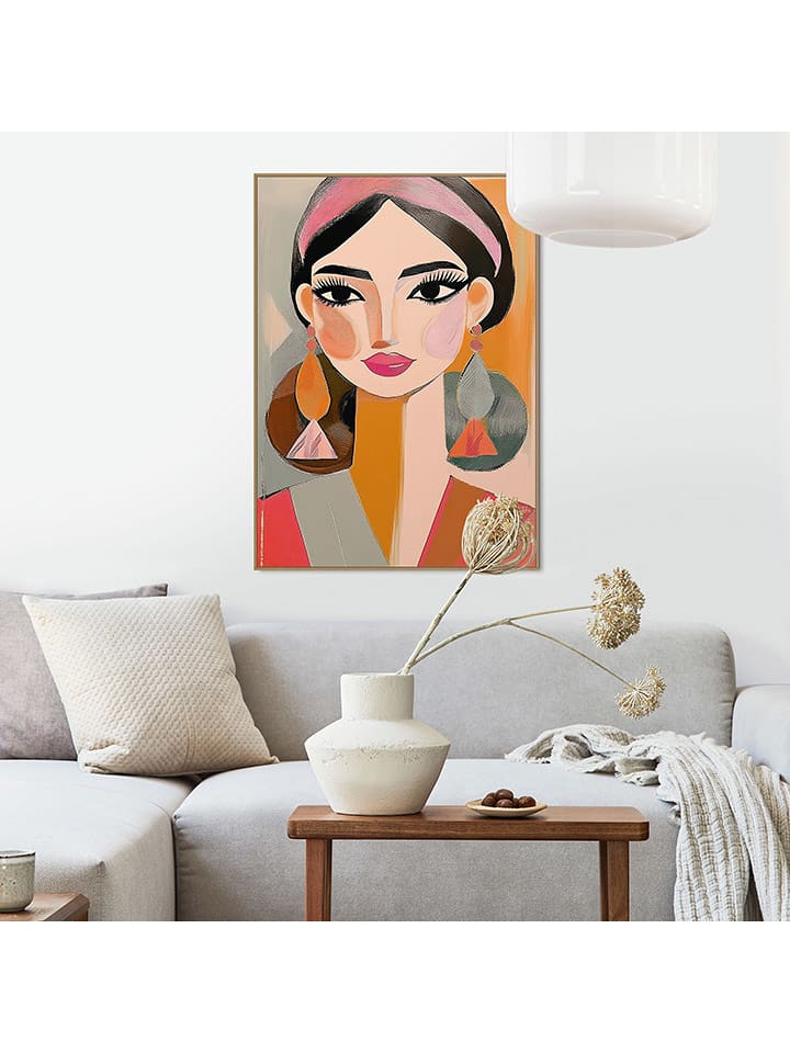 Orangewallz Druk artystyczny "Coloured Girl" w ramce rozmiar: 50x70 cm