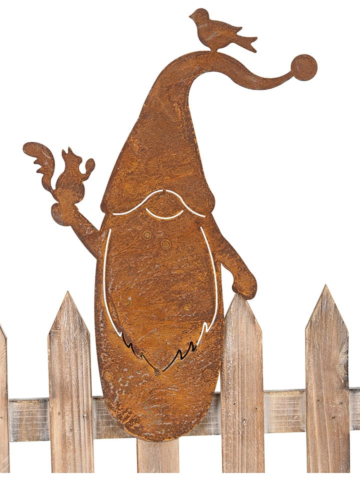 POSIWIO Figurka "Gnome" w kolorze jasnobrązowym na płot - 22,5 x 33,5 cm rozmiar: onesize