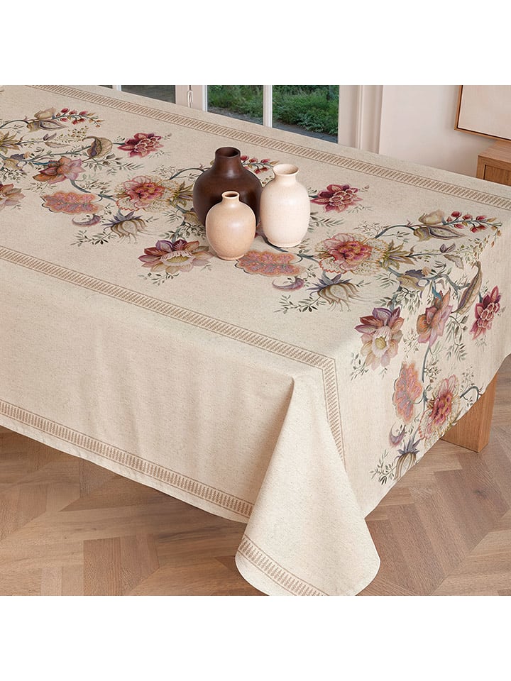 Mint Rugs Obrus "Natural Samir" w kolorze kremowo-zielono-jasnoróżowym rozmiar: 155x200 cm