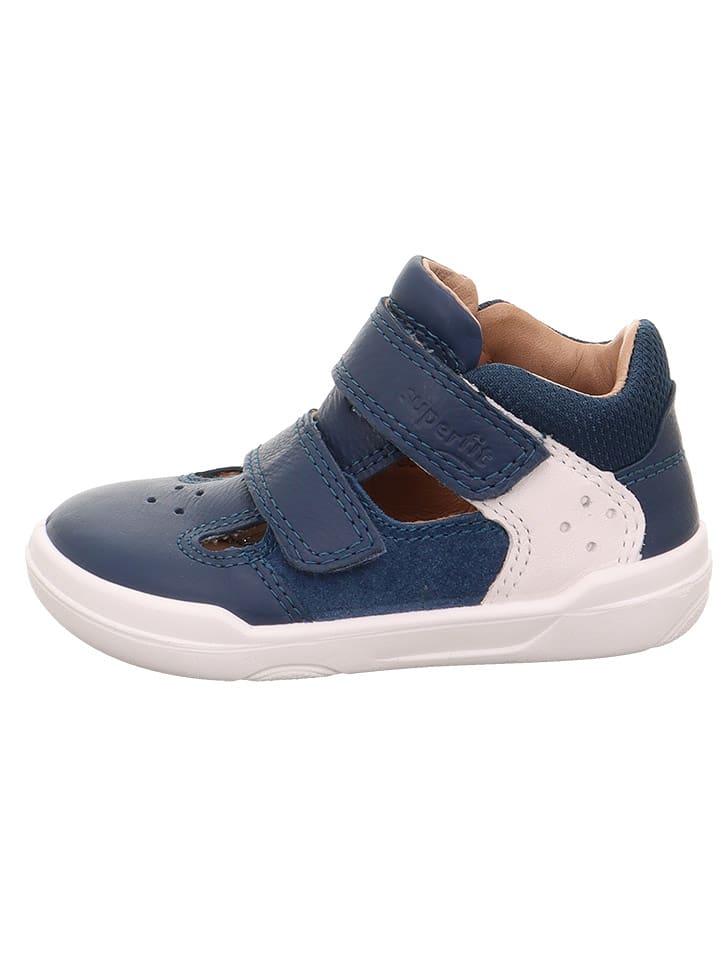 superfit Skórzane półsandały w kolorze granatowo-białym do chodzenia na boso rozmiar: 24