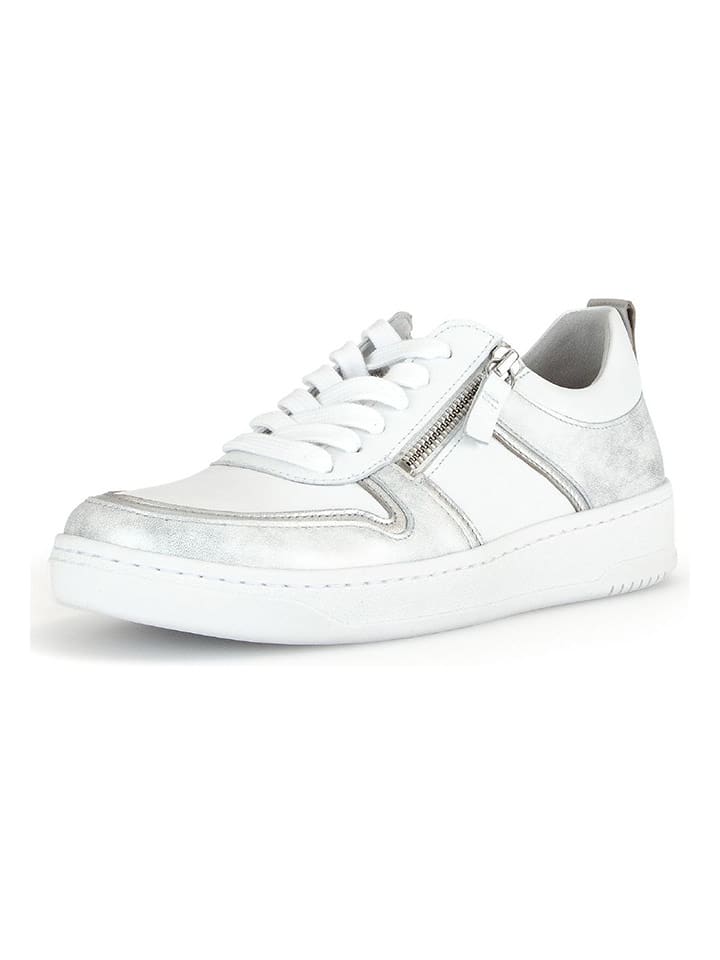 Gabor Skórzane sneakersy w kolorze srebrno-białym rozmiar: 40