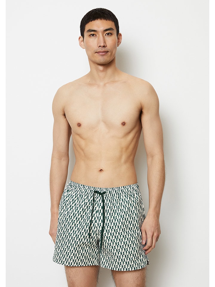 Marc O´Polo Szorty kąpielowe w kolorze kremowo-ciemnozielonym rozmiar: S