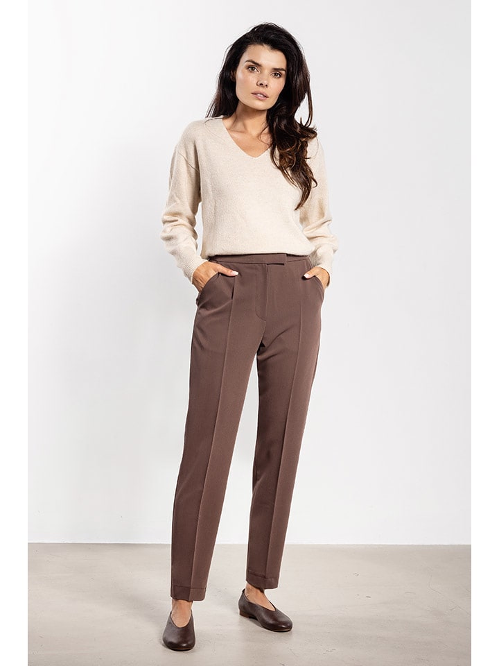 Awama Spodnie w kolorze brązowym rozmiar: S