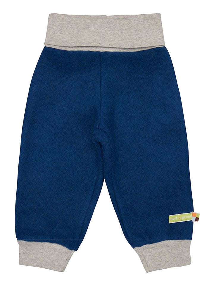 loud + proud Wełniane spodnie dresowe w kolorze granatowo-szarym rozmiar: 62/68