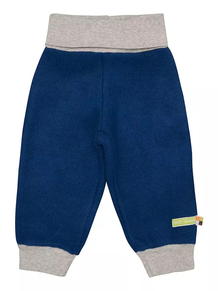 loud + proud Wełniane spodnie dresowe w kolorze granatowo-szarym rozmiar: 62/68
