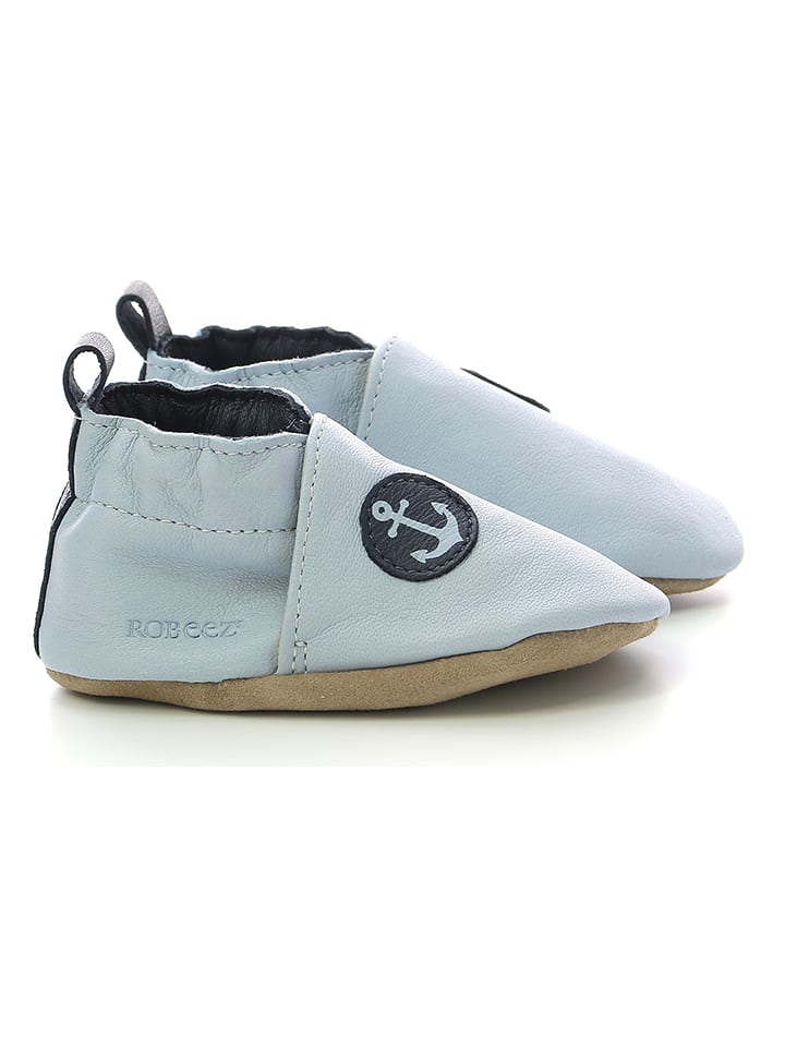 Robeez Skórzane buty "Small Anchor" w kolorze błękitnym do raczkowania rozmiar: 17/18