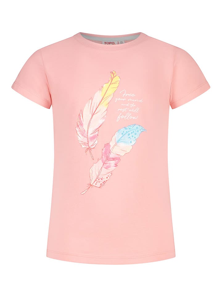 Topo Koszulka "Feather" w kolorze jasnoróżowym rozmiar: 116