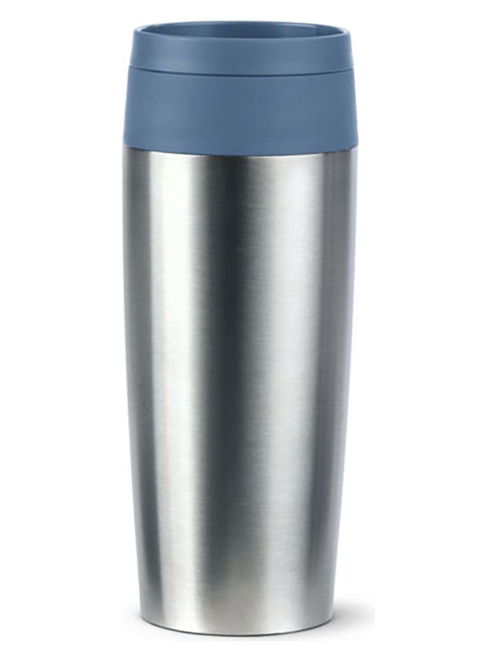 Emsa Kubek termiczny "Travel Mug" w kolorze srebrno-niebieskim - 360 ml rozmiar: onesize