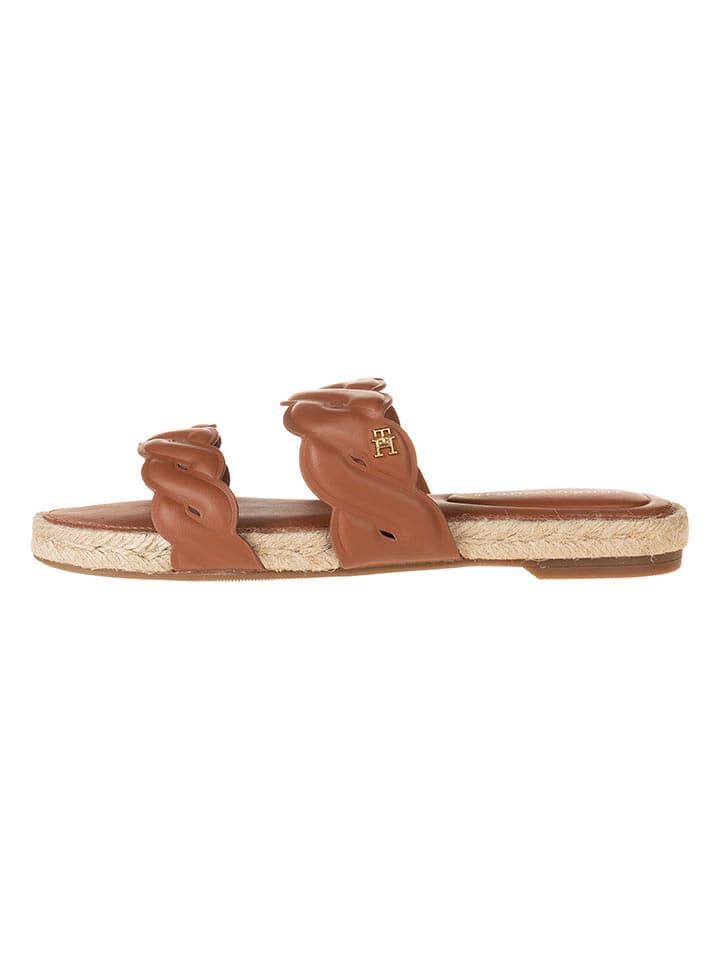 Tommy Hilfiger Shoes Skórzane klapki w kolorze jasnobrązowym rozmiar: 38