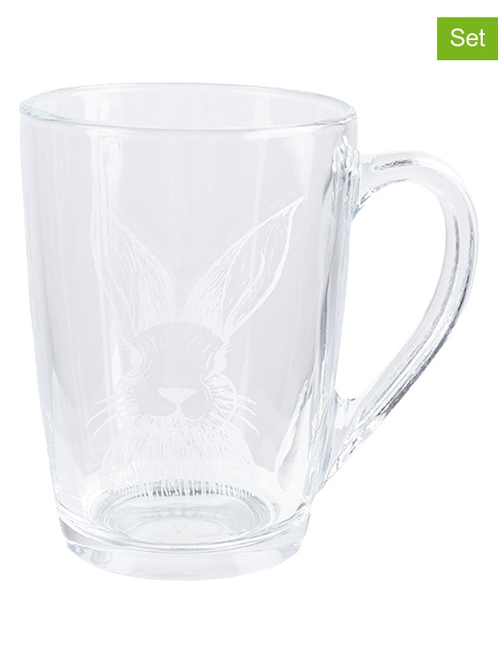 Clayre & Eef Szklanki (2 szt.) w kolorze białym do herbaty - 300 ml rozmiar: onesize