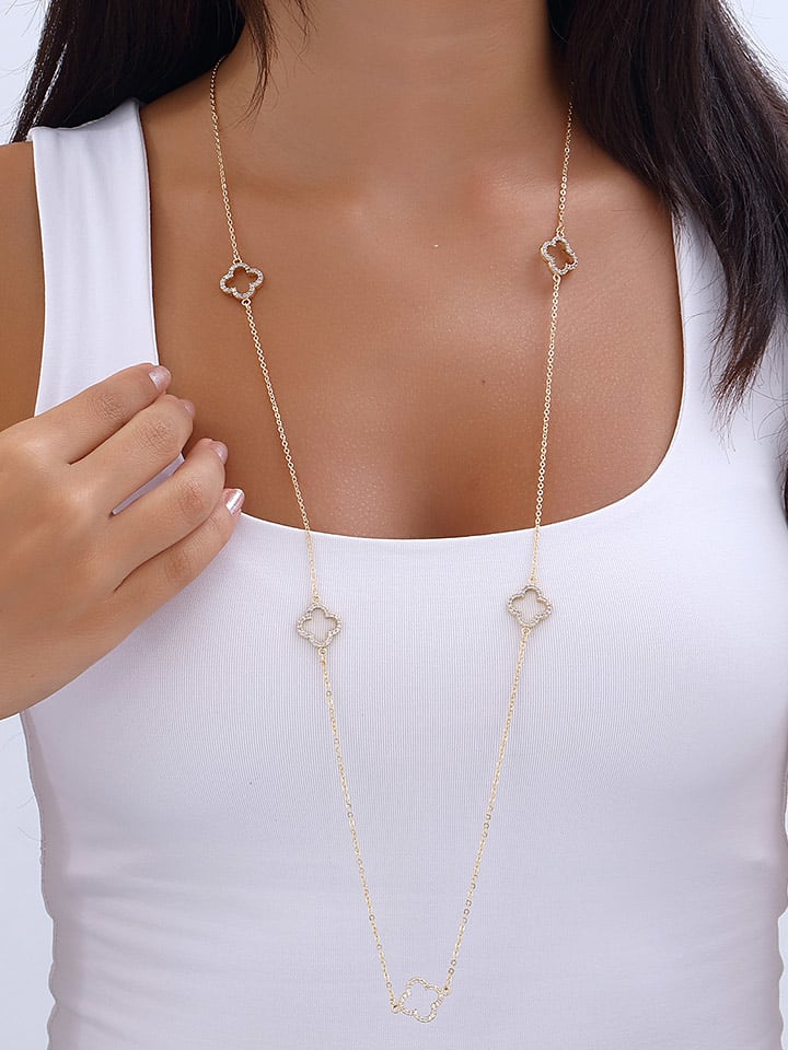 Nakkash Pozłacany naszyjnik z cyrkoniemi i elementem ozdobnym rozmiar: onesize