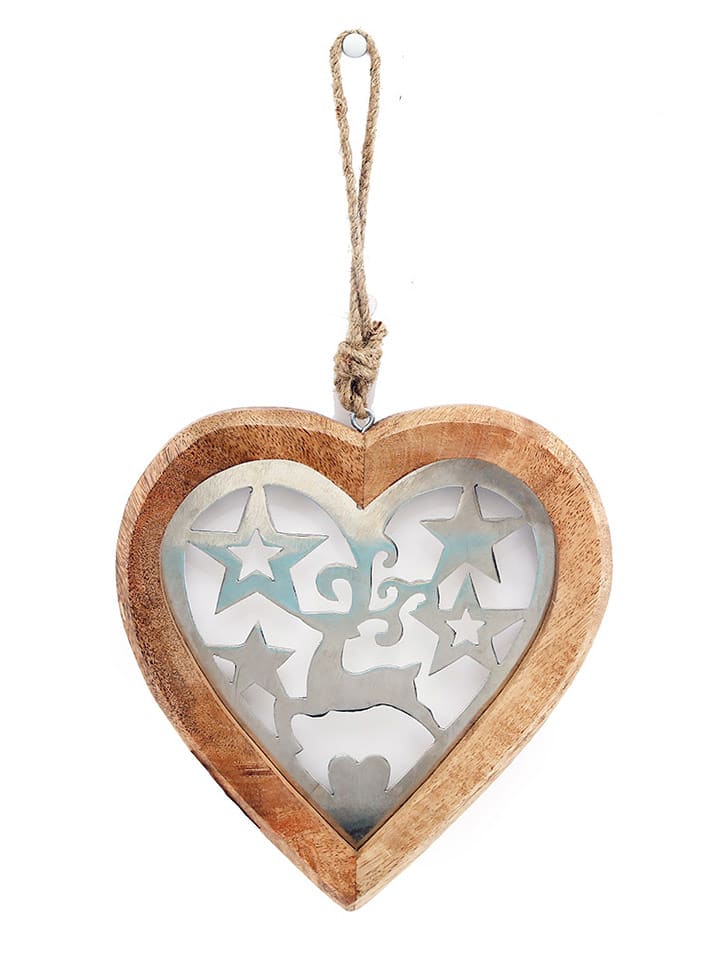 SiL Interiors Zawieszka dekoracyjna w kolorze jasnobrązowo-białym - 21,5 x 23 x 2,5 cm rozmiar: onesize